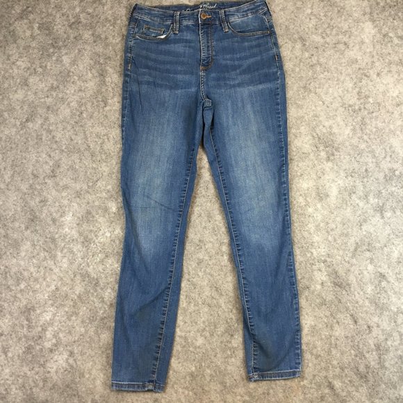 Universal Thread Jeans 6 28 High Rise Skinny Medium Wash Distressed Stretch Blue - Picture 1 of 15